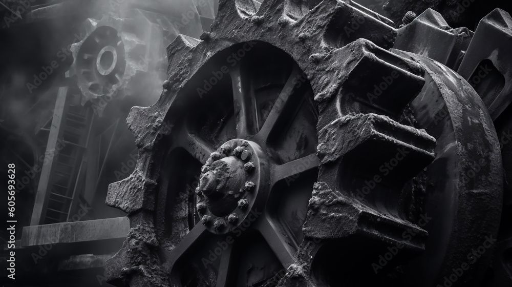 Massive Gear Covered in Machine Oil