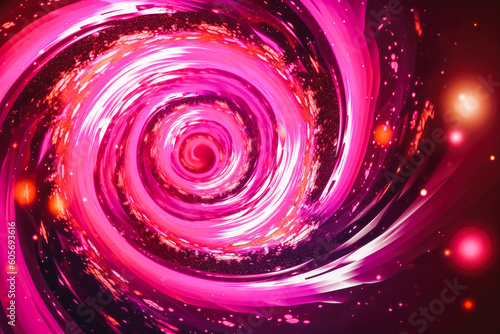 Swirly abstract neon pink glittering star. Motion graphic particles organic form. Futuristic abstract background wallpaper wave. Generative AI