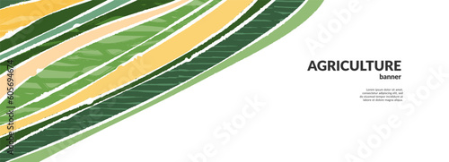 Trendy agriculture field template or farm card background. Nature or hill pattern layout, spring countryside banner, ecology flayer. Summer nature backdrop, organic design set. Abstract eco terrace