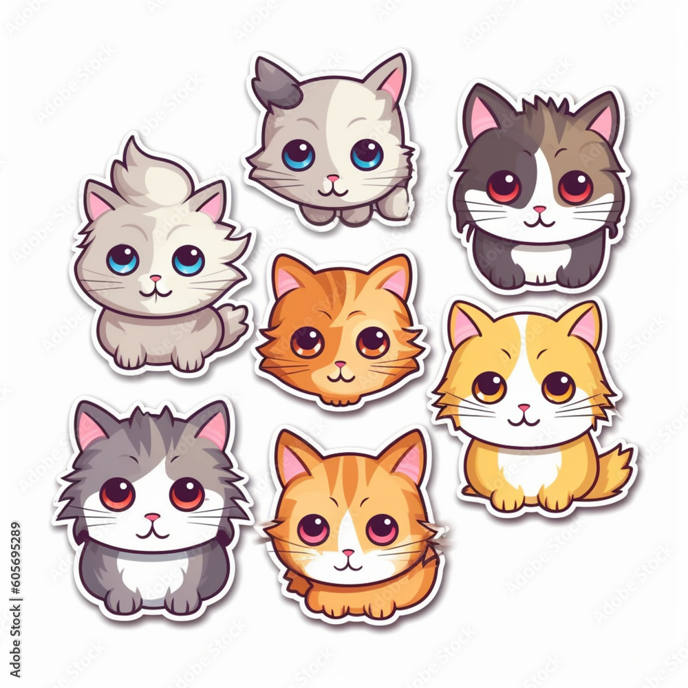 set of funny cartoon cats set of funny cartoon cats