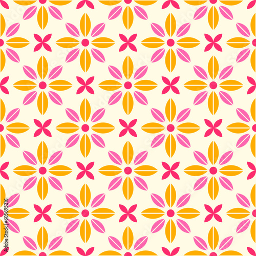 Retro geometric flower seamless pattern background.