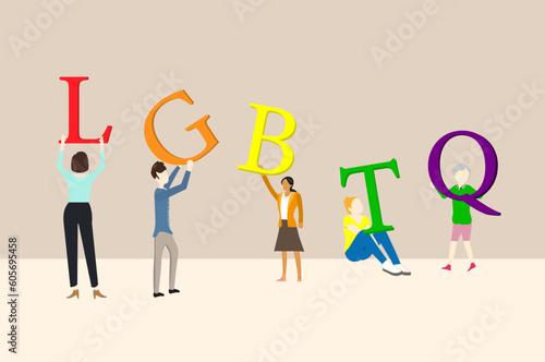 A group of LGBT people join together to raise the alphabet.