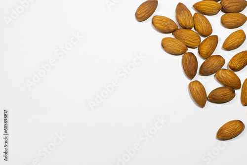 Obraz na plátně Almond and cashew nut white background stock image