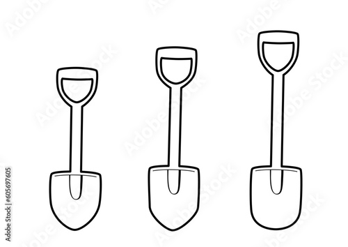 outline shovel on white background