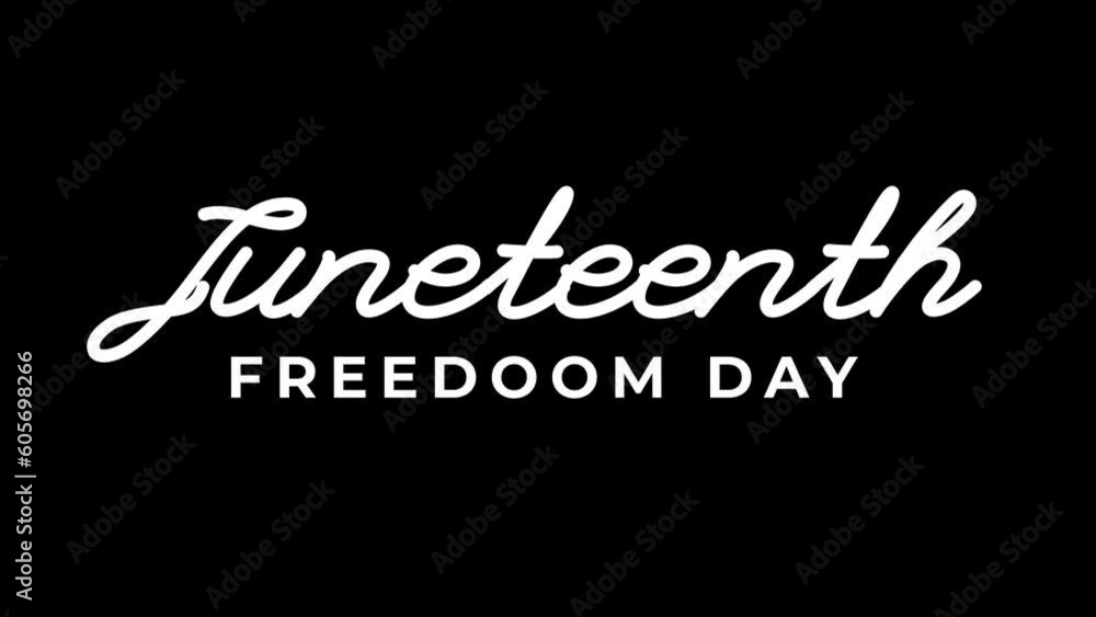 Juneteenth Freedom Day. June 19. Handwriting Lettering Animation. Text in white color on transparent background. Motion graphic design. 4K, HD loop footage. alpha channel. Juneteenth Freedom Day. June 19. Handwriting Lettering Animation. Text in white color on transparent background. Motion graphic design. 4K, HD loop footage. alpha channel.