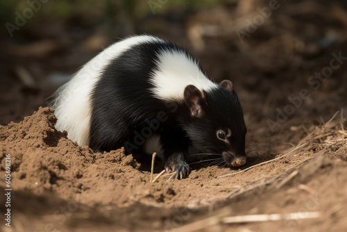 a skunk digs in the ground © imur