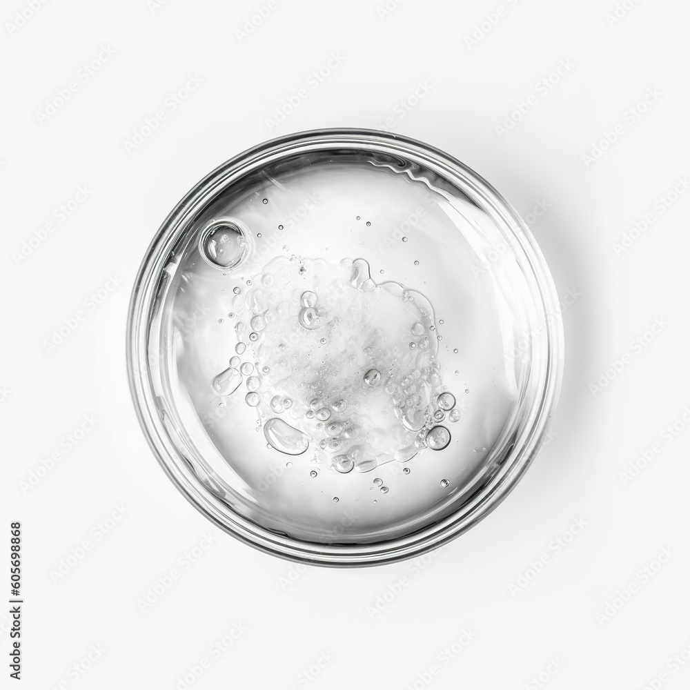 Petri dish with cosmetic or medical liquid and research transparent chemistry glassware Petri dish with cosmetic or medical liquid and research transparent chemistry glassware