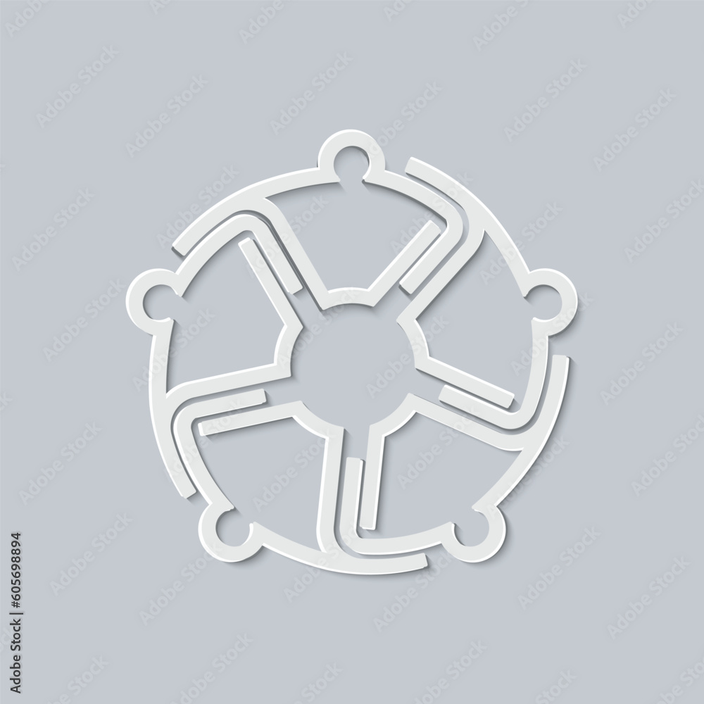 Obraz premium Unified Synergy White Paper Effect Teamwork Vector Illustration Icon logo, ideal visual representation for team building, project management, leadership, and workplace dynamics.