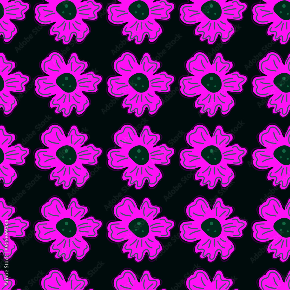 Chamomile flower seamless pattern, elegantly in a simple style. Abstract floral endless background.