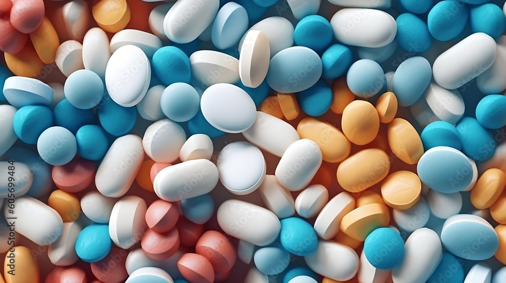 AI generated: Bursting with Health - Colorful Pills Overflowing from Packaging, Symbolizing Medicine and Healthcare Concept. AI generated: Bursting with Health - Colorful Pills Overflowing from Packaging, Symbolizing Medicine and Healthcare Concept.
