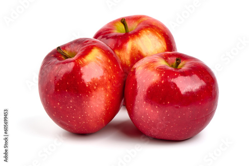 Red apple isolated on white background.