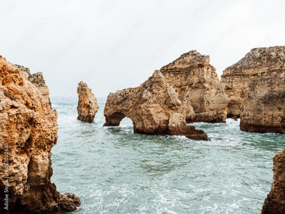 Beautiful view rocks and cliffs along the Coast of Lagos