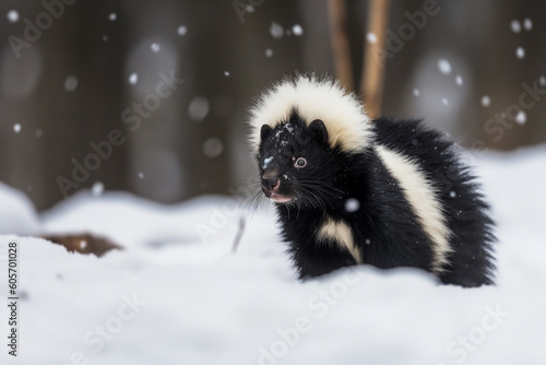 a skunk in the snow