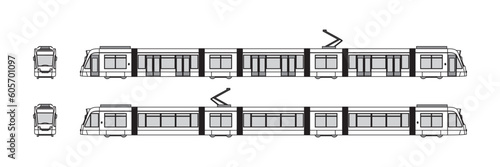 subway outline, year 2000, metro transportation, isolated white background, top, front, back and side view, part 3