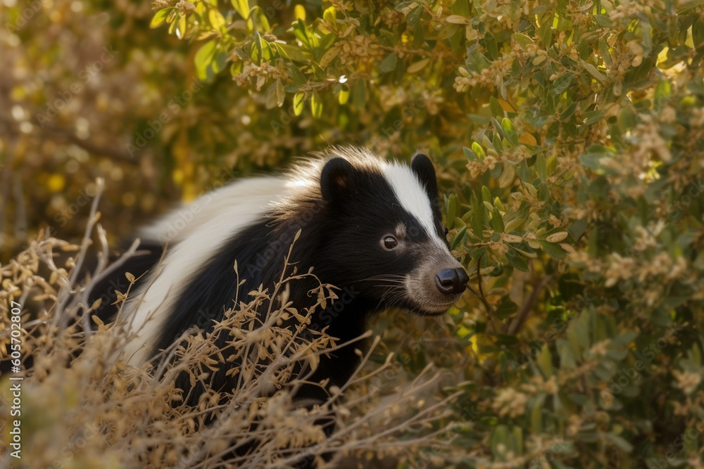 a skunk in a bush
