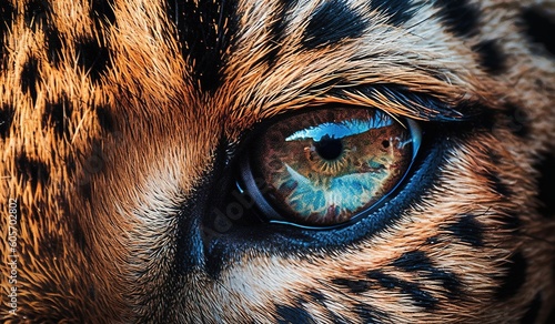 portrait of an animal  eyes of a leopard  a fascinating look of a wild animal