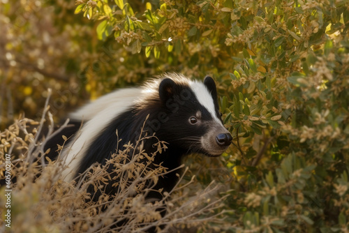 a skunk in a bush
