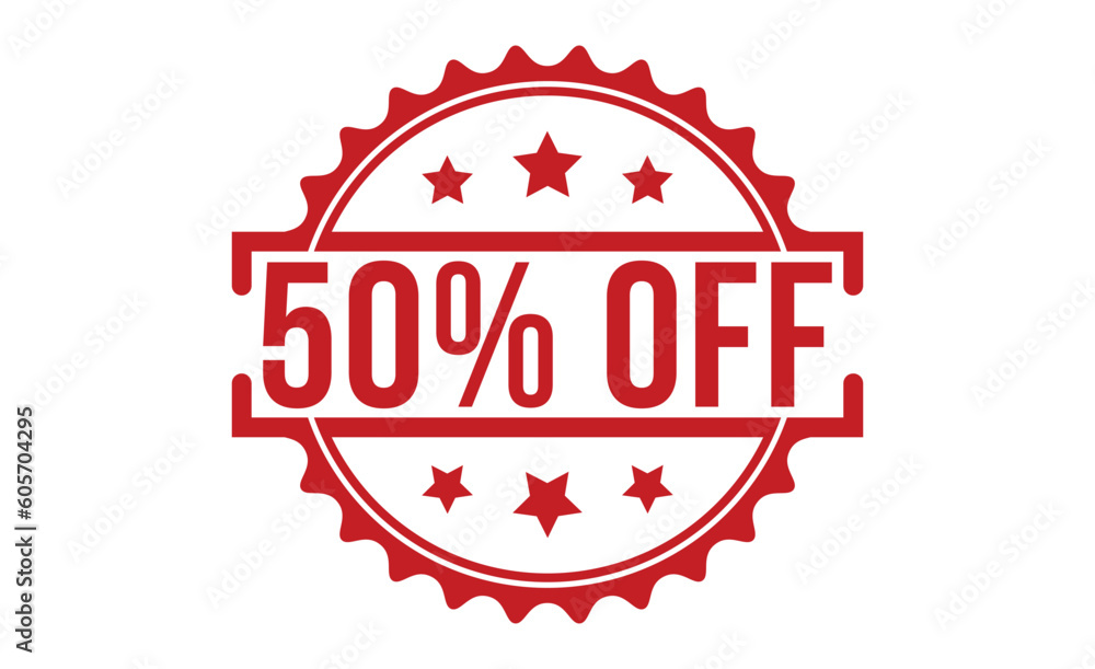 50% Off Red Rubber Stamp vector design. 50% Off Red Rubber Stamp vector design.