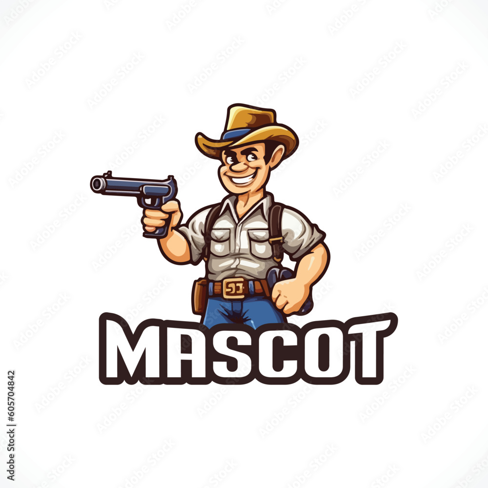 Rifle Man Mascot Vector Man Holding Gun Vector Rifle Man Mascot Vector Man Holding Gun Vector