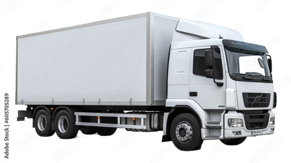 Refrigerated truck isolated on transparent background. Generative AI