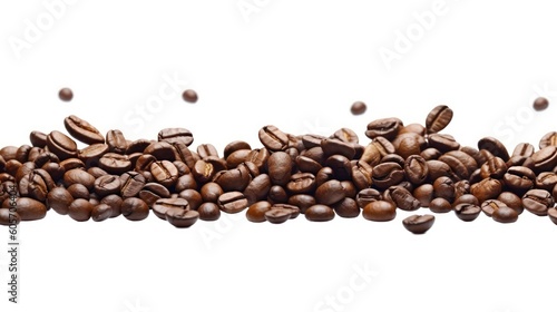 Awaken Your Senses: Close-Up of Aromatic Coffee Beans on a White Background, generative ai