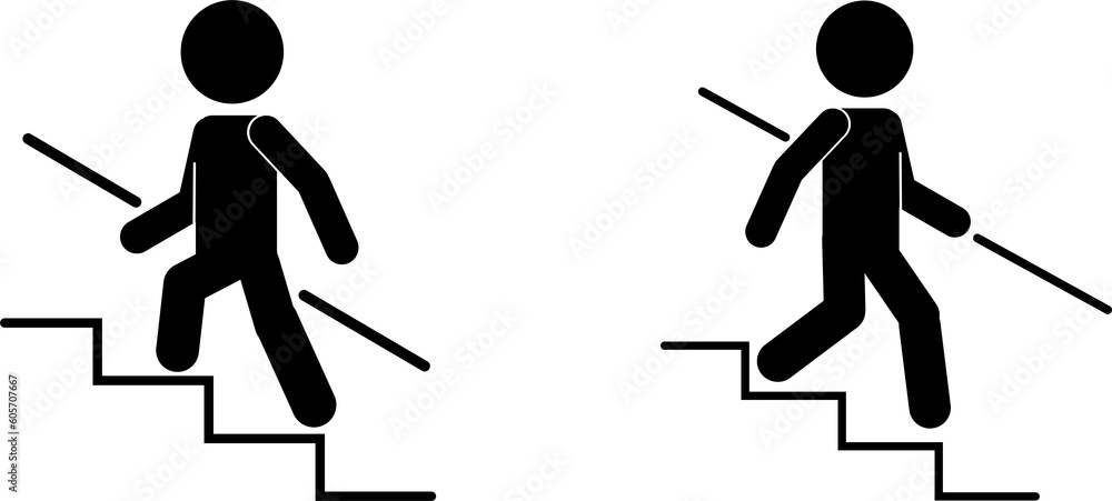 Bundle set isolated outline illustration safety sign of man walking ...