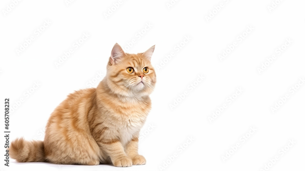 Main coon cat post on white background with copyspace (Generative AI) Main coon cat post on white background with copyspace (Generative AI)