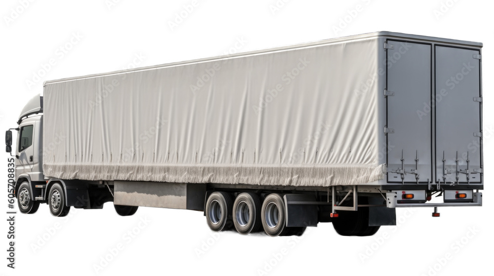 Trailer truck isolated on transparent background. Generative AI