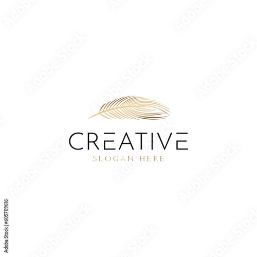 Design a luxury notary logo, solutions for brand identity designs for startup companies, individuals, letter n, feathers vector template in gold color