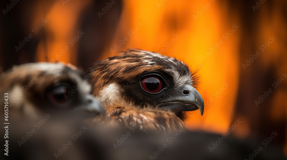 Fototapeta premium Animal eyes with background fire.