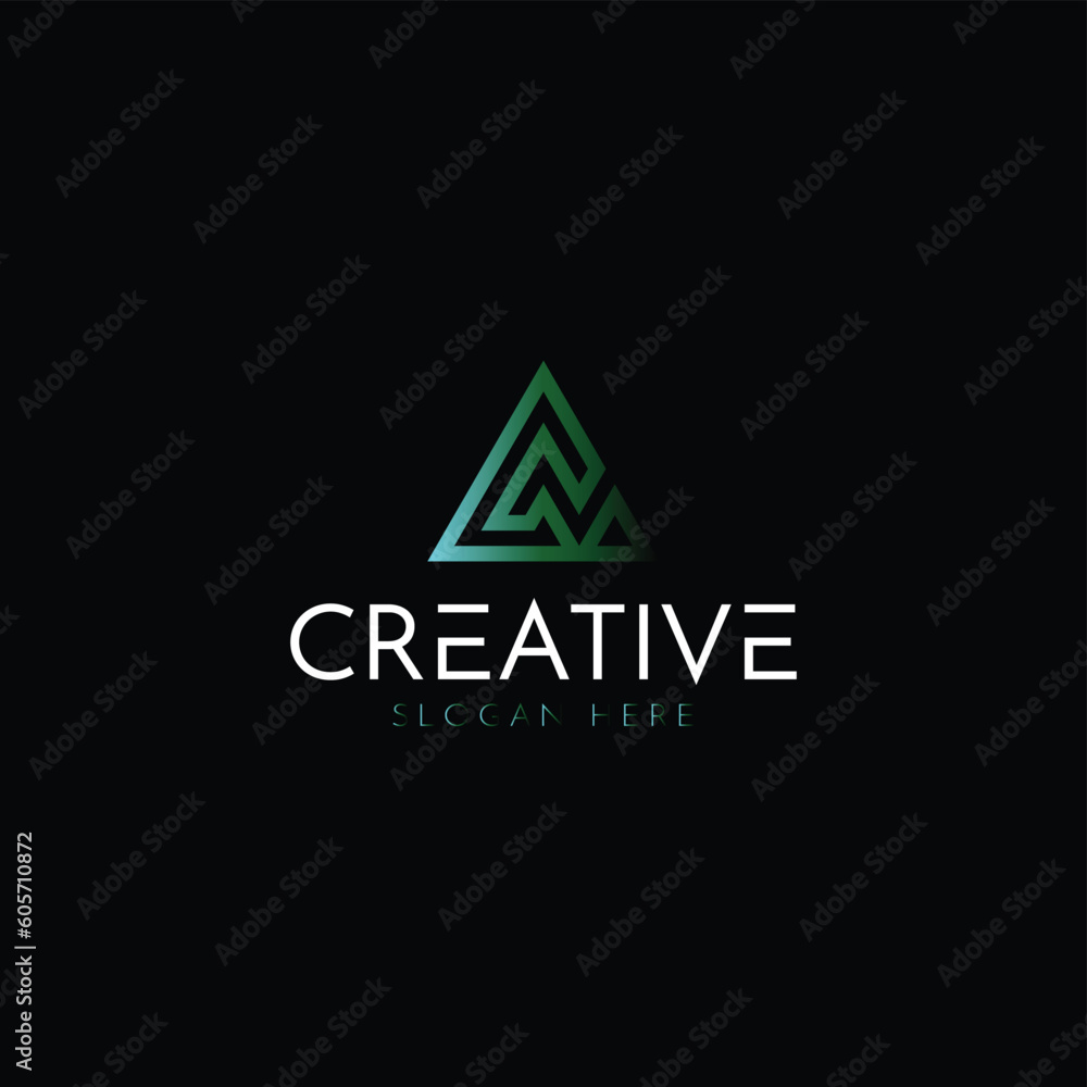 design a clever and minimalist monogram logo  initials C in a triangle shape logo suitable for your branding company, letter c