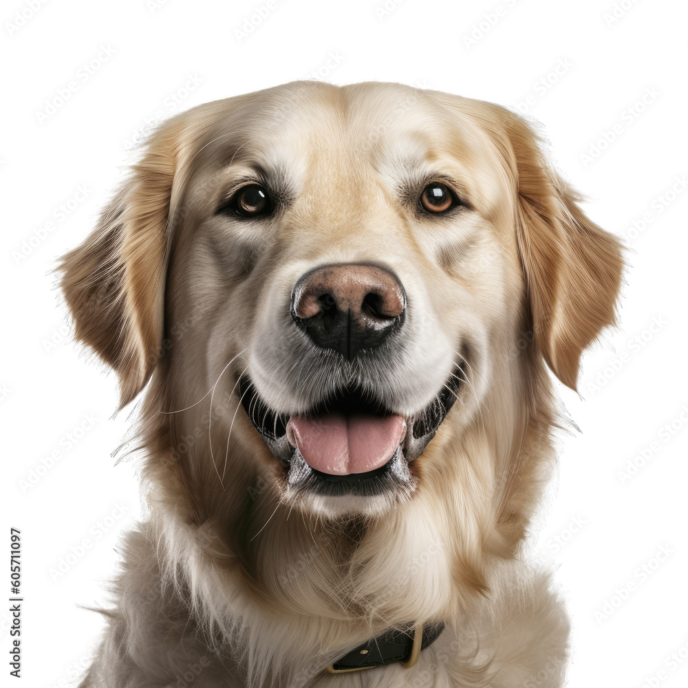 Golden Retriever isolated on transparent background.