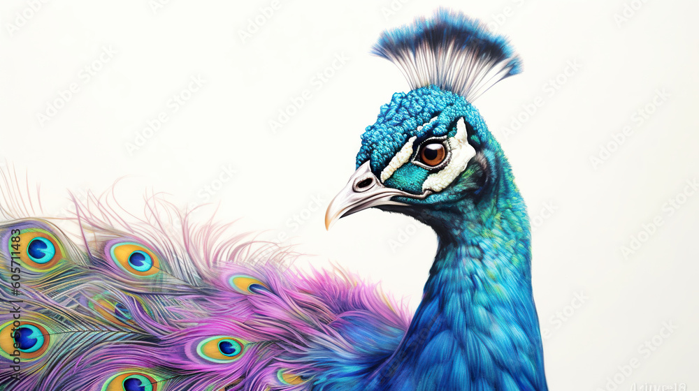 A close up of a peacock with feathers. Generative AI. A close up of a peacock with feathers. Generative AI.