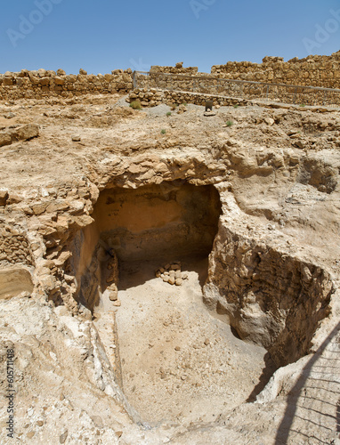 Cistern at Masada ruins in southern Judean Desert in Israel