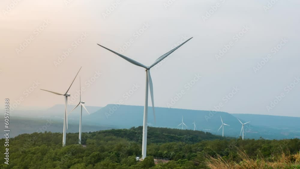 Time lapse of wind turbine for generating electricity from wind power with beautiful sky and clouds Time lapse of wind turbine for generating electricity from wind power with beautiful sky and clouds