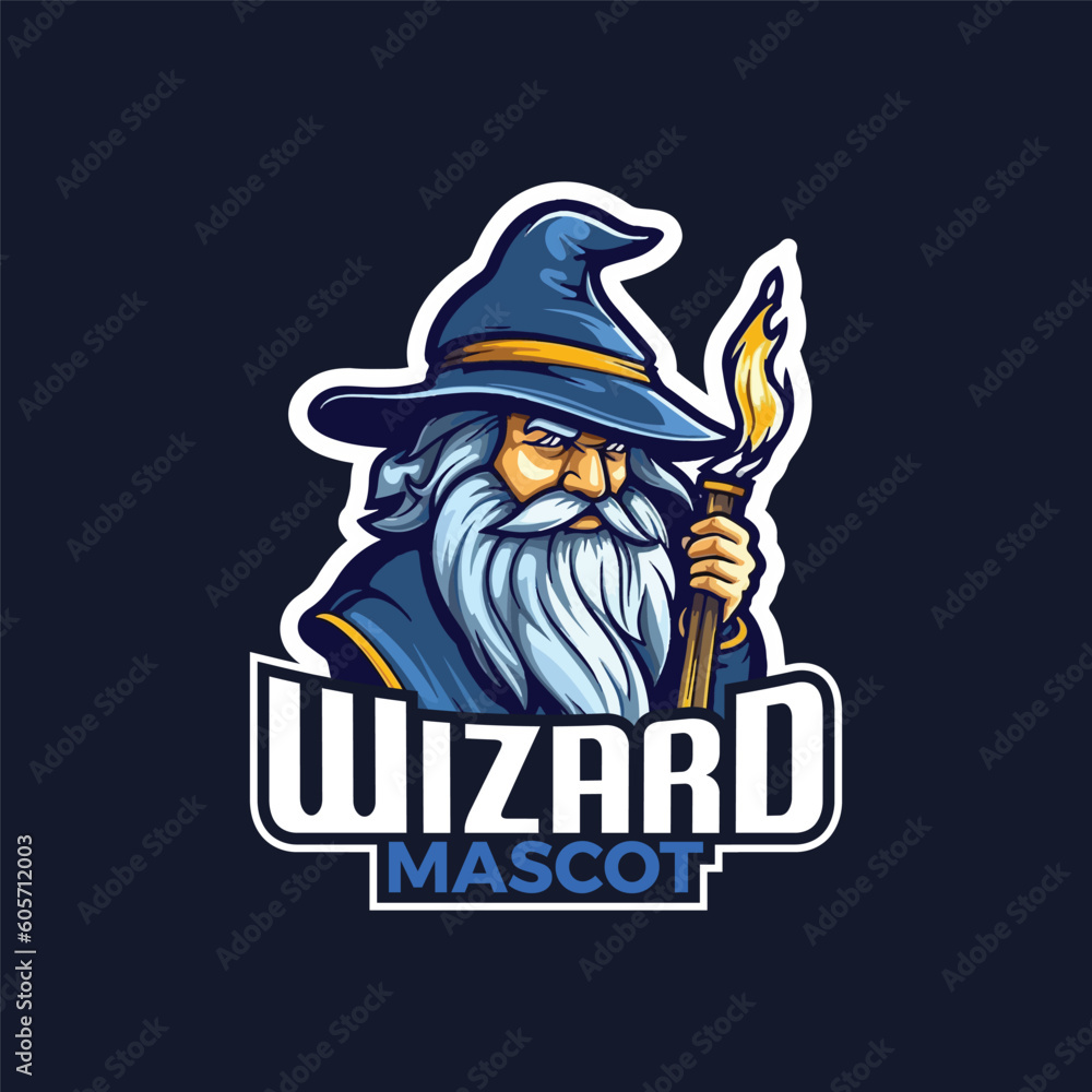 Wizard Mascot Logo Design Wizard Vector Illustration