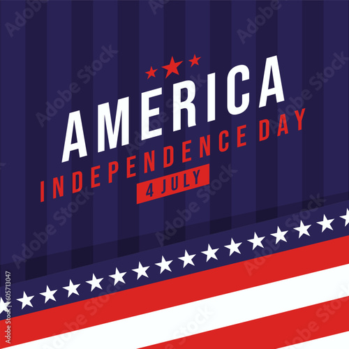 social media post greeting card for american independence day with star decoration in american flag colors