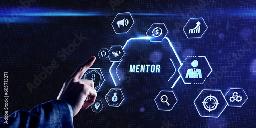 Internet, business, Technology and network concept. Mentoring concept. Mentoring with mentor advice, support and motivation.