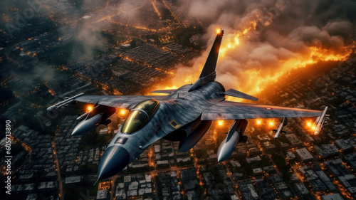  aircraft F-16 Fighting Falcon . Generative AI photo