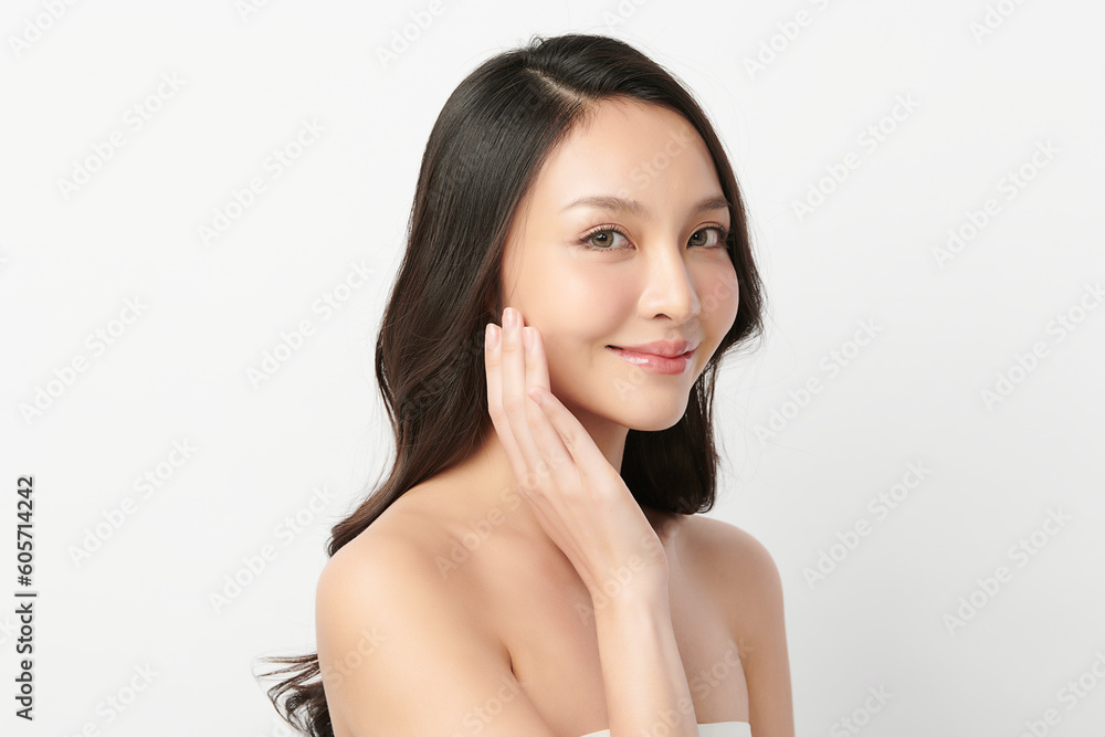 Beautiful young asian woman with clean fresh skin on white background, Face care, Facial treatment, Cosmetology, beauty and spa, Asian women portrait. Beautiful young asian woman with clean fresh skin on white background, Face care, Facial treatment, Cosmetology, beauty and spa, Asian women portrait.