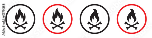 Fire warning icon. Flammable icon, vector illustration