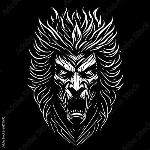 Wallpaper Mural Tattoo style rage mythologic god head front view logo emblem, heraldry, lines, black and white, isolated, branding, sign	 Torontodigital.ca