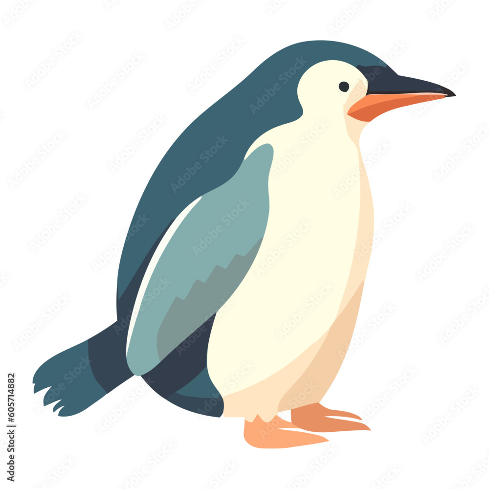 Fototapeta premium Cute penguin arctic white background