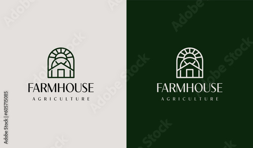 Agriculture Farmhouse Logo Set. Universal creative premium symbol. Vector sign icon logo template. Vector illustration