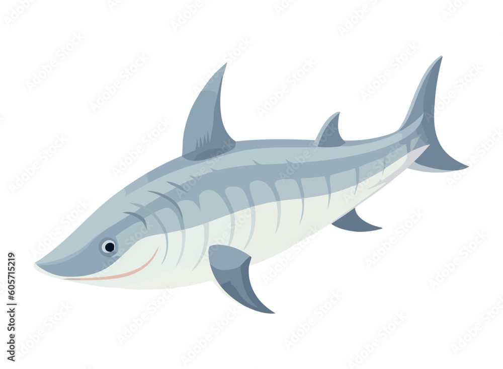 Naklejka premium Underwater cartoon shark swimming