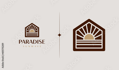 Sunset wave Logo Template. Universal creative premium symbol. Vector illustration