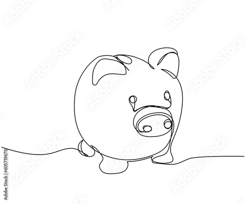 Piggy bank, savings, pig, bank one line art. Continuous line drawing of bank, money, finance, financial, payment, data, savings, economic, wealth, credit