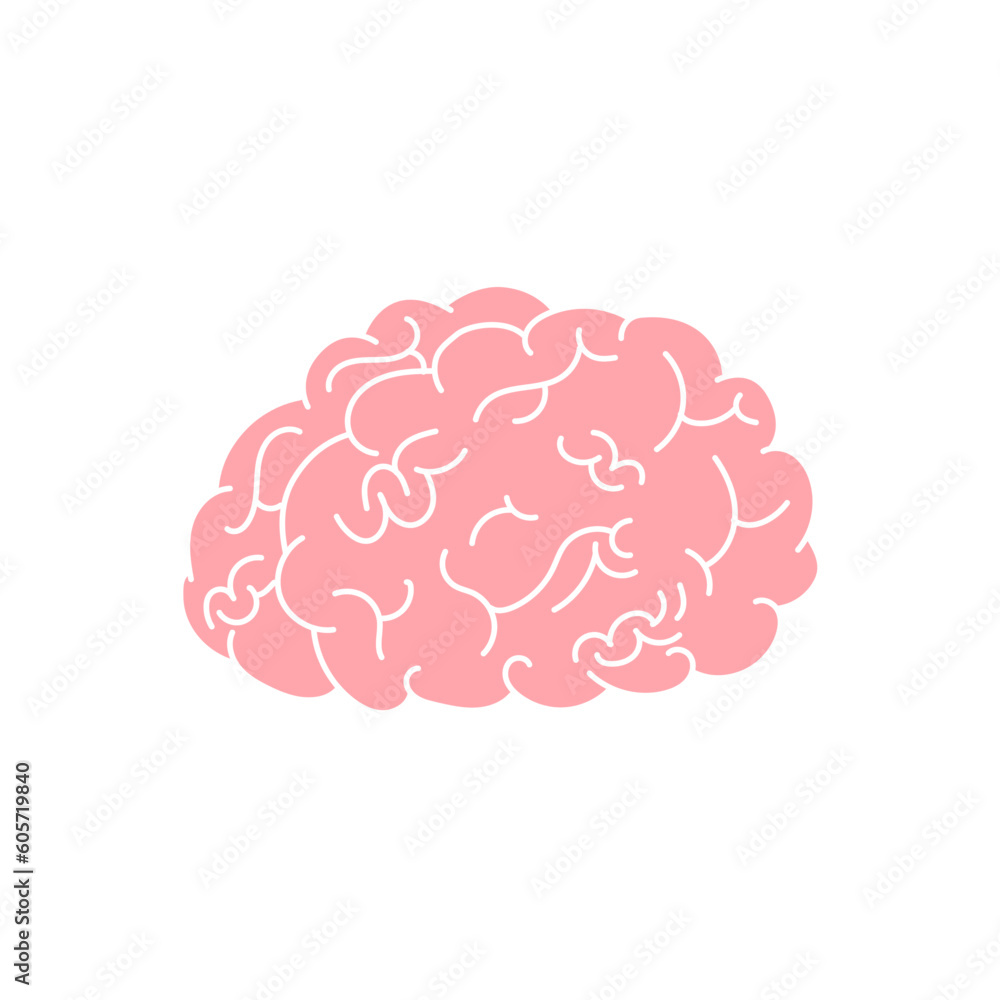 human brain organ pink brain with white stroke human brain organ pink brain with white stroke