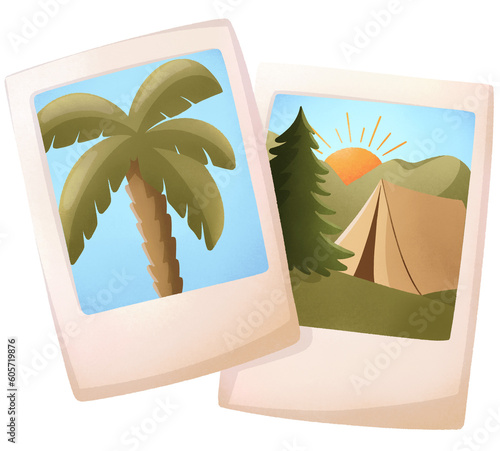 summer polaroids  isolated, summer elements