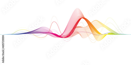 Visualization of music, sound. Abstract rainbow wave on white background. Vector illustration